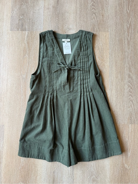 Wishlist Pants - Wishlist Olive Green Sleeveless Pintuck Tie-Front Romper